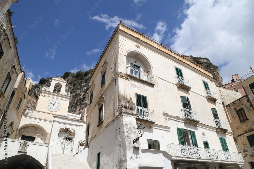 Glimpse of the fishing village of Atrani on the Amalfi Coast, Italy