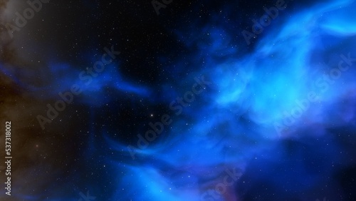 Cosmic background with a nebula and stars 