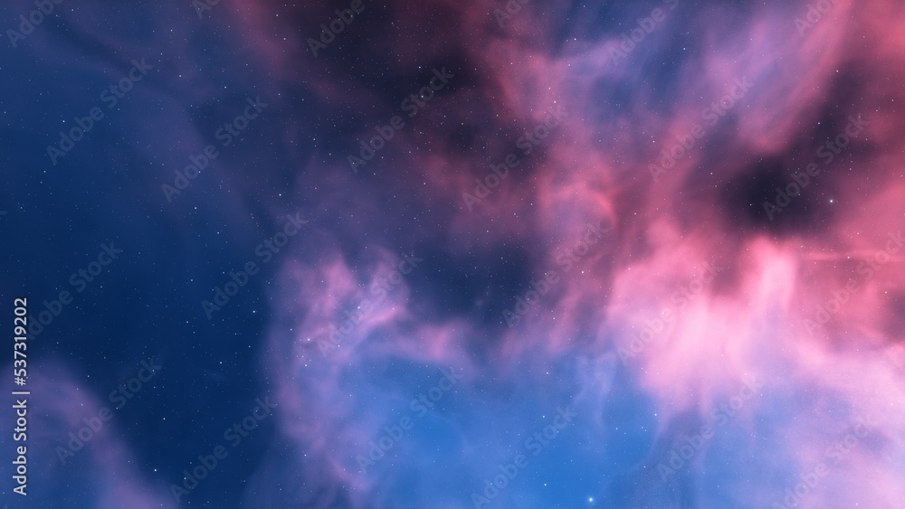 nebula gas cloud in deep outer space, science fiction illustration, colorful space background with stars 3d render