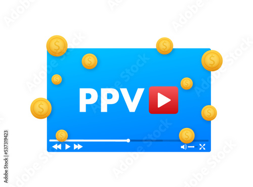 PPV Pay Per View, business concept background. Vector stock illustration.
