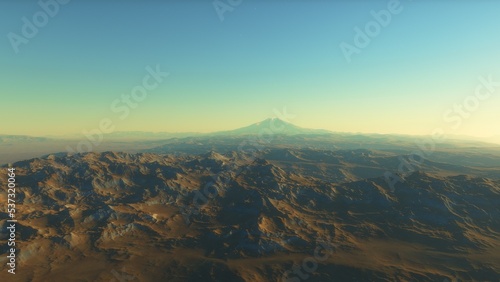 alien planet landscape, science fiction illustration, view from a beautiful planet, beautiful space background 3d render