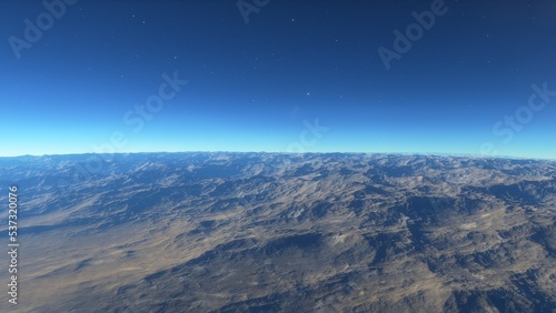 alien planet landscape  science fiction illustration  view from a beautiful planet  beautiful space background 3d render