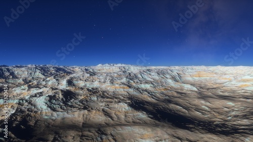 Mars like red planet  with arid landscape  rocky hills and mountains  for space exploration and science fiction backgrounds. 