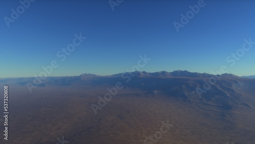 landscape on planet Mars, scenic desert scene on the red planet