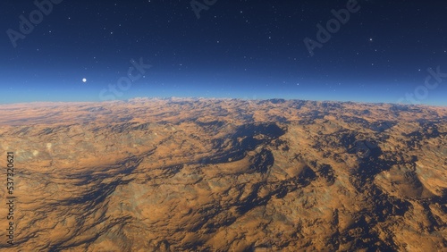 landscape on planet Mars  scenic desert scene on the red planet