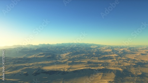 landscape on planet Mars  scenic desert scene on the red planet