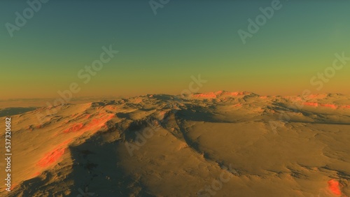 landscape on planet Mars, scenic desert scene on the red planet