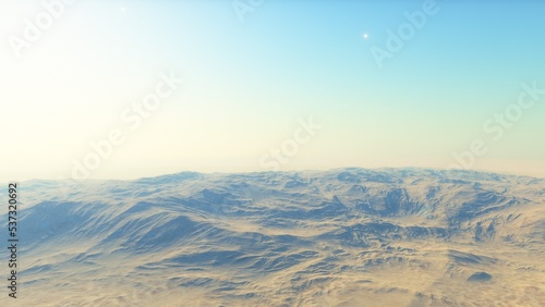 landscape on planet Mars, scenic desert scene on the red planet