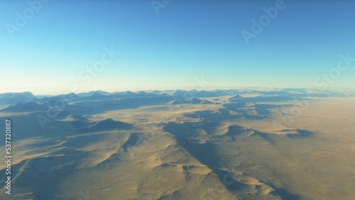 landscape on planet Mars  scenic desert scene on the red planet 