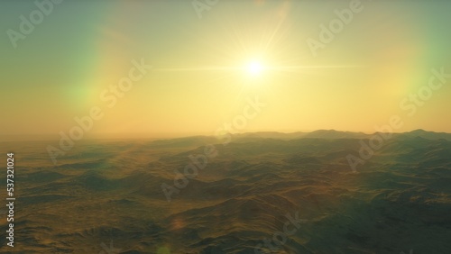 landscape on planet Mars, scenic desert scene on the red planet 