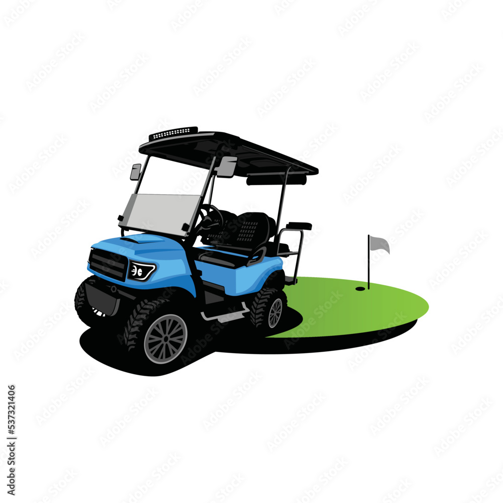golf cart on golf course gof cart vector 