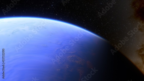 super-earth planet  realistic exoplanet  planet suitable for colonization  earth-like planet in far space  planets background 3d render 