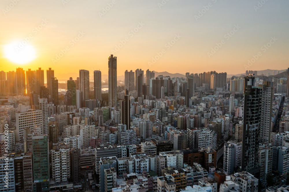 Obraz premium Top view of Hong Kong city