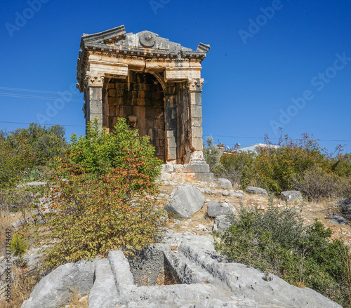 1st first one demircili imbrigon cilicia mausoleum with burial pit, roman empire, ion korinth, silifke mersin turkey