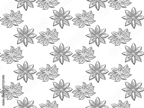 Wallpaper Mural Hand drawn anise seamless pattern background. Spices in doodle and line art style. Isolated vector illustration. Torontodigital.ca