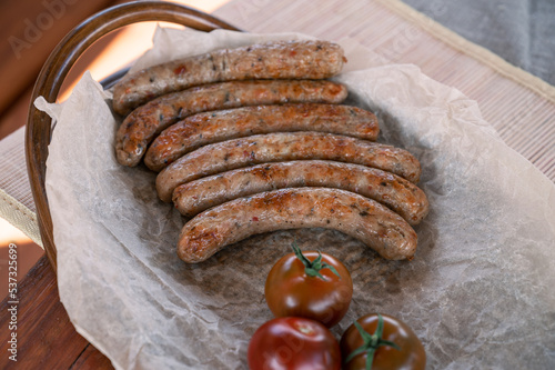 Grilled sausages with sauce...