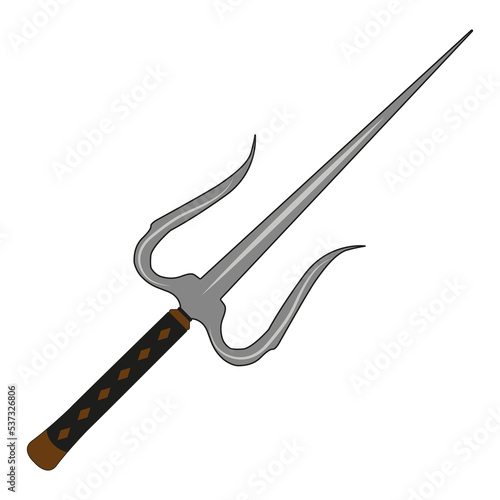 Sai weapon. Ninja weapon. Vector graphic. Isolated on white background. 