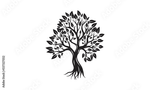 Organic natural and healthy olive tree silhouette logo isolated on white background. Modern vector green plant icon sign design artwork. Premium quality oil product logotype flat emblem illustration.