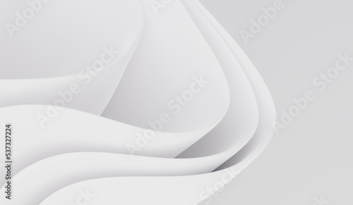 3d render white waves. Curved Shapes. White architecture. Modern minimal design