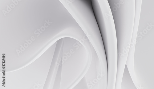 3d render white waves. Curved Shapes. White architecture. Modern minimal design