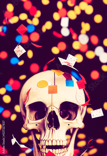 Halloween party, colorful and original poster with a realistic skull © XaMaps