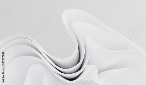 3d render white waves. Curved Shapes. White architecture. Modern minimal design