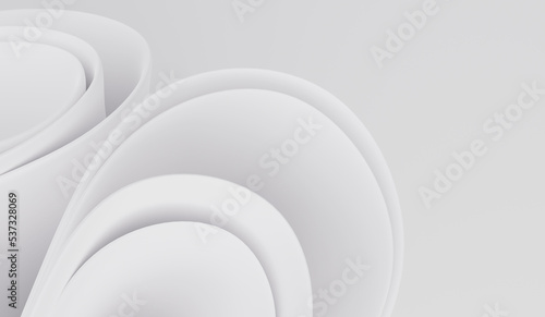 3d render white waves. Curved Shapes. White architecture. Modern minimal design