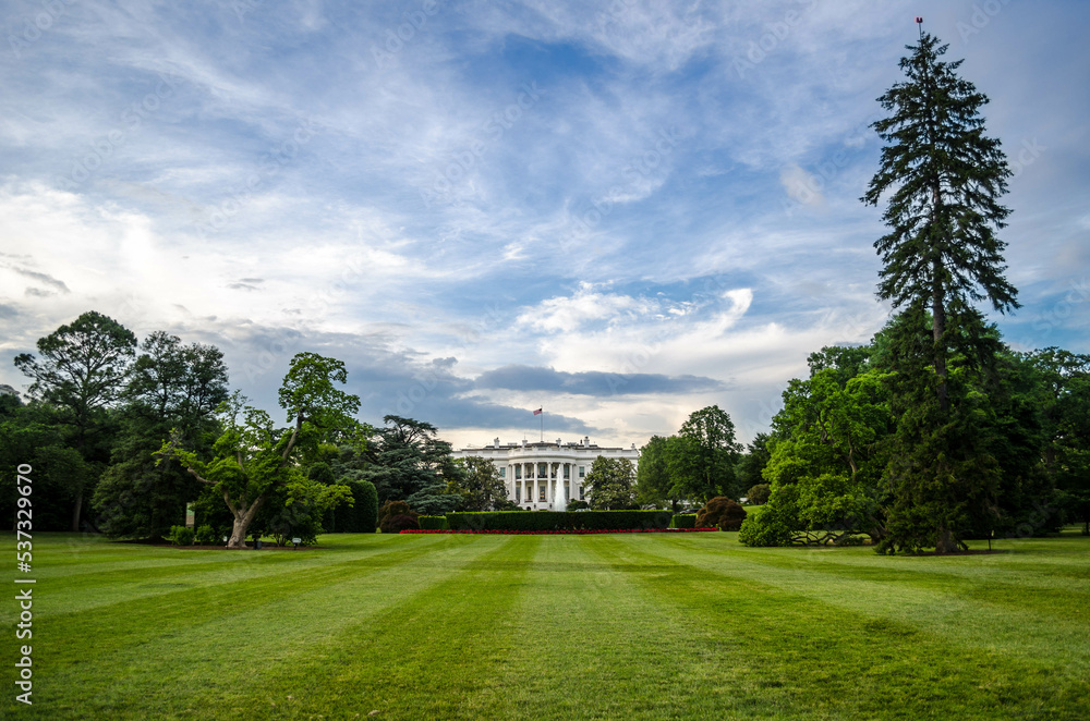 The back yard of the white house in Washington DC, USA