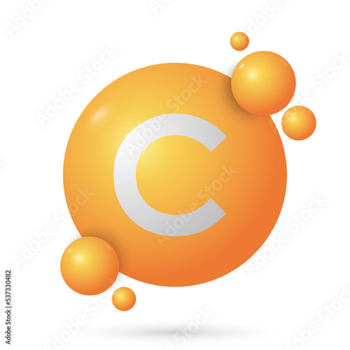 Vitamin C natural essence capsule, medicine and health, vector illustration