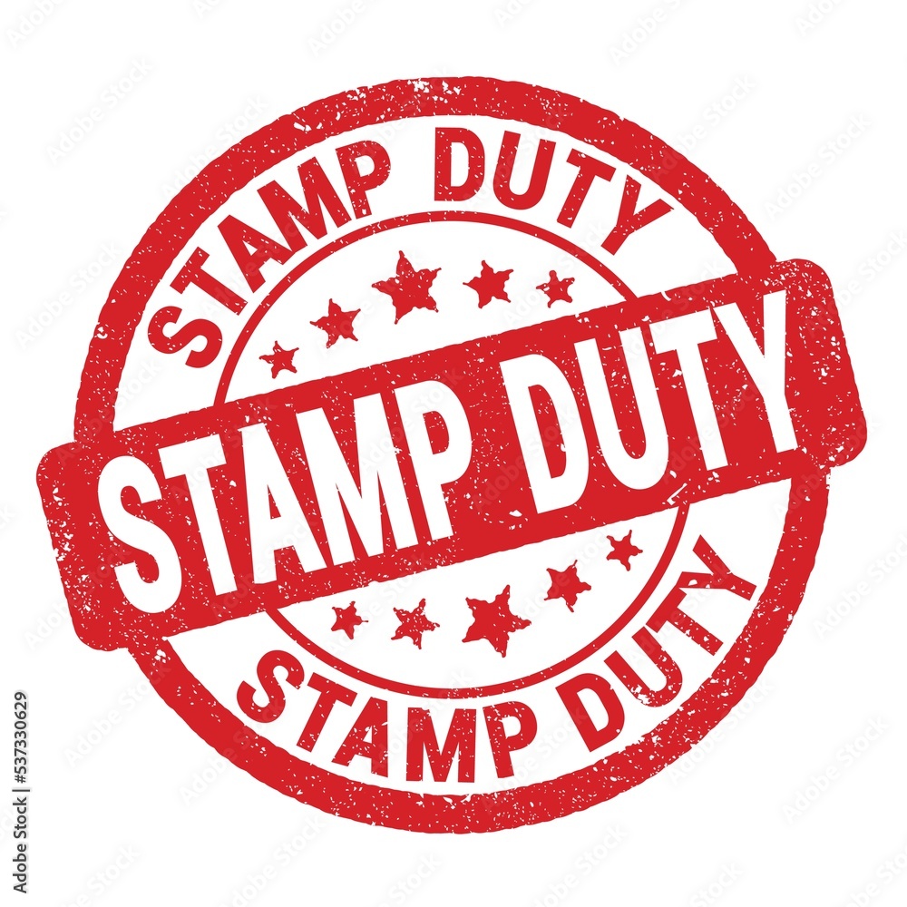 STAMP DUTY text written on red round stamp sign. STAMP DUTY text written on red round stamp sign.