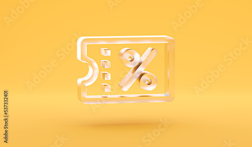 Glass sign on yellow background 3d render  photo