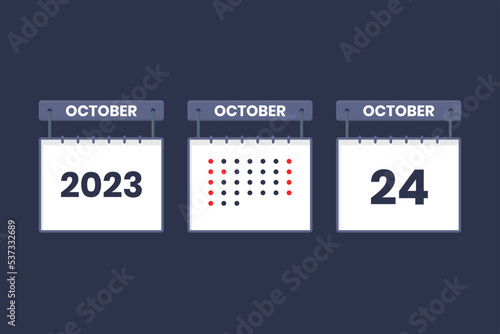 2023 calendar design October 24 icon. 24th October calendar schedule, appointment, important date concept. photo