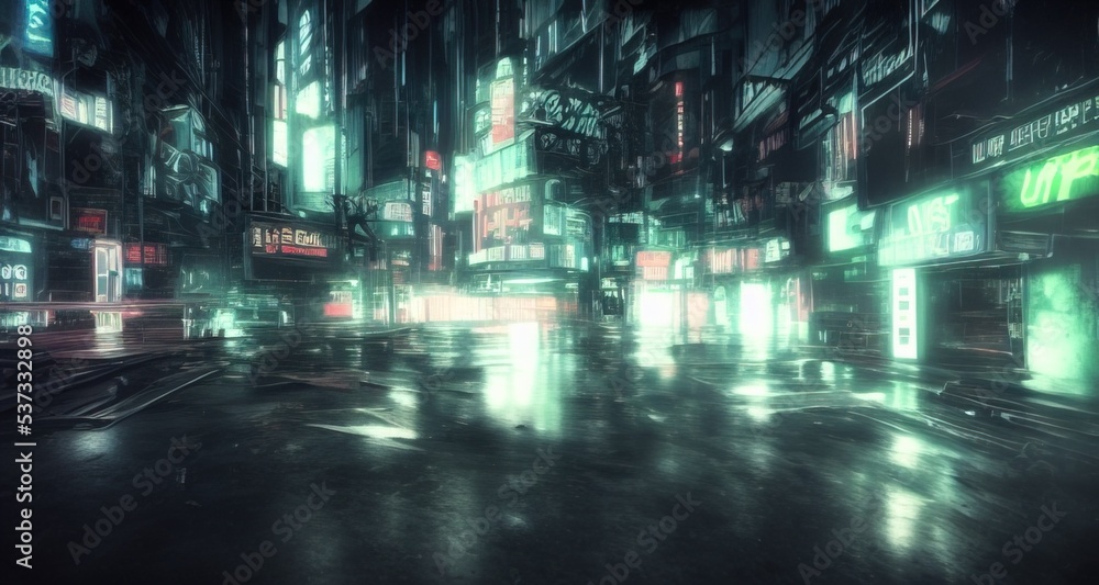 Cyberpunk art 3D illustration of futuristic cityscape. City of the future at bright multicolored neon night. Neon Haze. Evening urban landscape. Cyberpunk art 3D illustration of futuristic cityscape. City of the future at bright multicolored neon night. Neon Haze. Evening urban landscape.