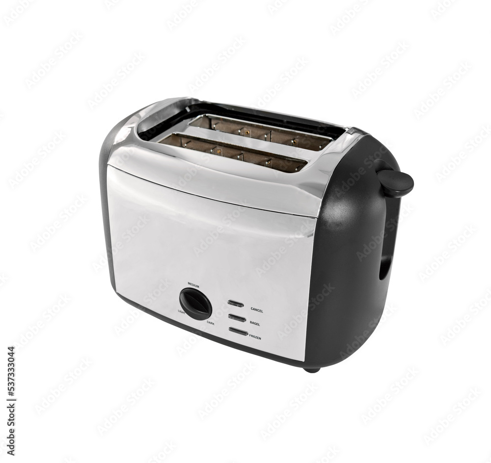 Reflective modern chrome toaster isolated. Reflective modern chrome toaster isolated.