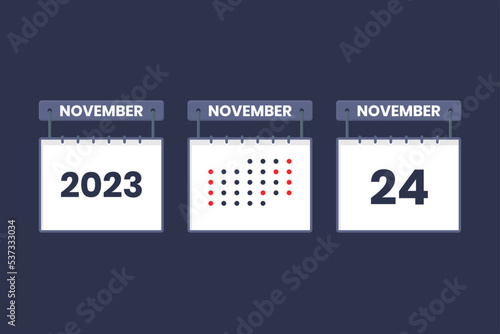 2023 calendar design November 24 icon. 24th November calendar schedule, appointment, important date concept.