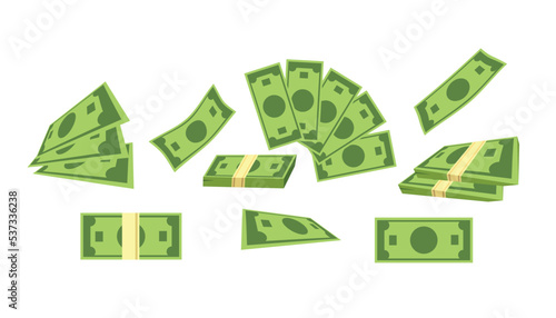 Bundles of banknotes. Storing money in a bank. Contribution  wealth  accumulation and inheritance. Flat vector cartoon illustration. Earned money. Business investments.