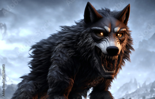 Scary Werewolf Morphing and howling - Halloween Monster Wherewolf photo