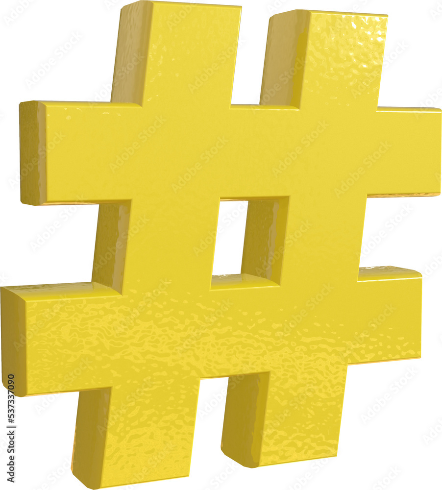 Obraz premium Yellow 3D Render Hash tag Symbol