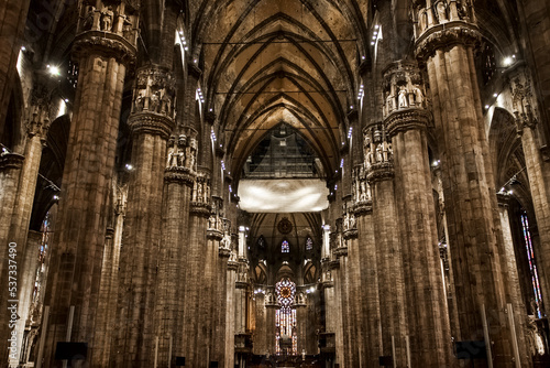 the central nave of the Milan cathedral