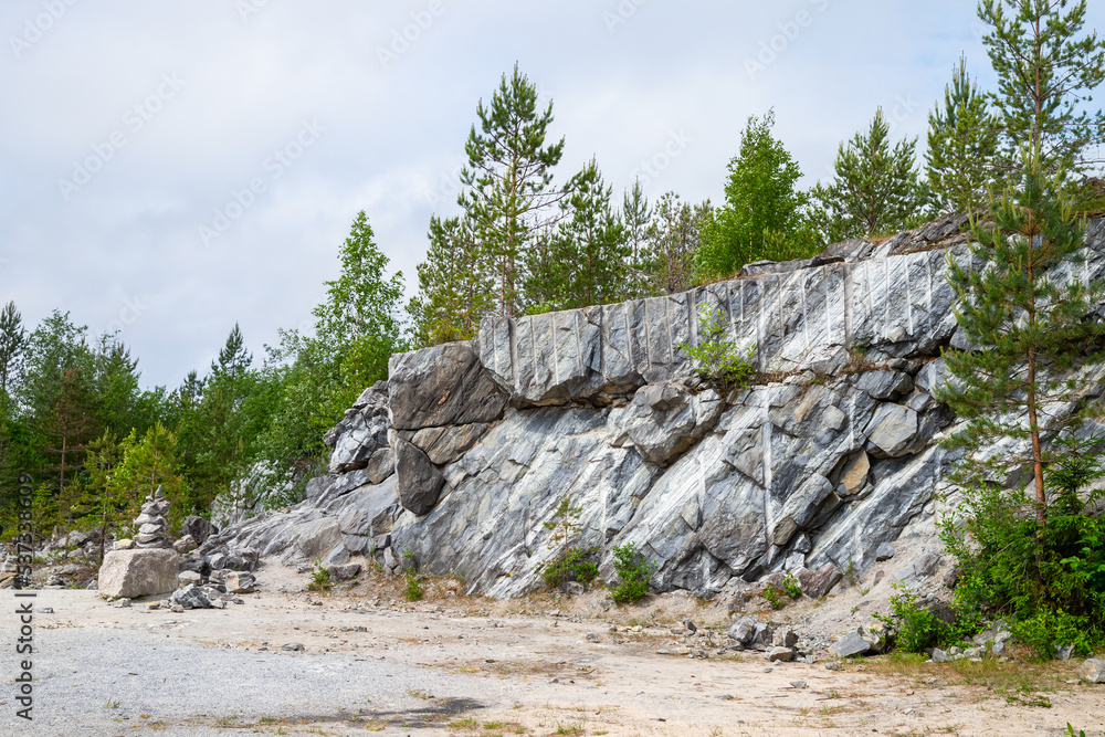 Landscape photo of former marble quarry on a daytime