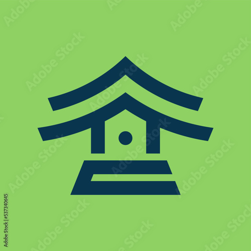 Temple Logo design vector template. Chinese Japanese logotype