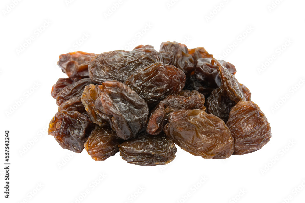 Raisins isolated on white background with clipping path .