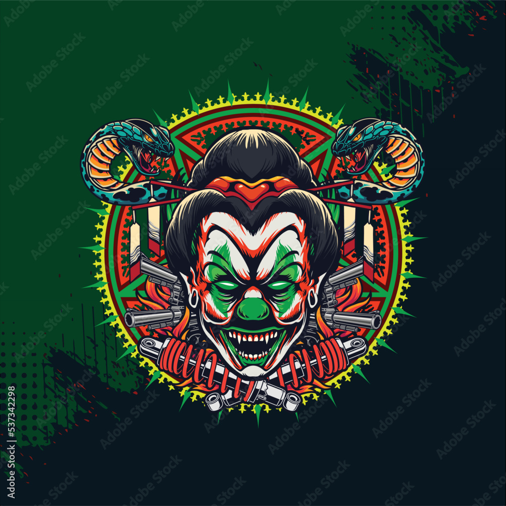 Scary Skulls Vector Mascot Design, skull with bone e sport logo mascot, Joker Skull, NFT Elements