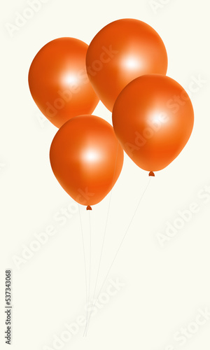 Orange balloons with on white background. Vector