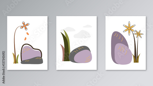Modern minimalist abstract aesthetic illustration design with plants