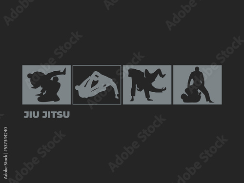 Brazilian Jiu Jitsu silhouette in combat photo