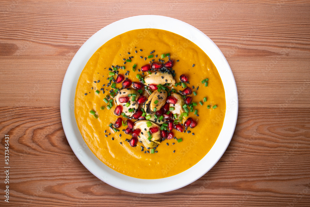 Pickled mussel cream. Recipe made with potato, carrot, tomatoes and mussels. Pickled mussel cream. Recipe made with potato, carrot, tomatoes and mussels.
