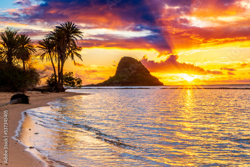 Beautiful Sunrise a Kualoa Beach Park in Kaaawa, Oahu, Hawaii photo