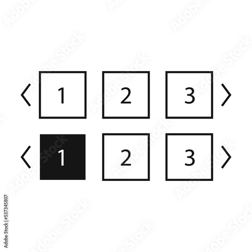 Pagination bars set. Collection buttons for site navigation. Interface elements for menu and box with arrows. Round and square slide controls. Internet panel for search webpages in black style