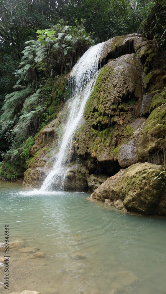 a small waterfall downstairs of the waterfall Salto El Limon in the province of the Samana Peninsula in the Dominican Republic in the month of January 2022 a small waterfall downstairs of the waterfall Salto El Limon in the province of the Samana Peninsula in the Dominican Republic in the month of January 2022